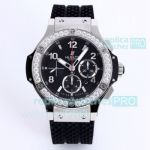 Swiss 4100 Copy Hublot Geneve Big Bang Stainless Steel Watch Diamond Bezel